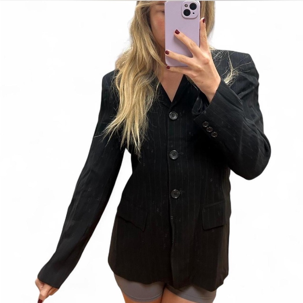 Ann Taylor Black Pinstripe Blazer